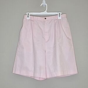 Vintage Pink High Waist Long Length Pleated Dress Bermuda Shorts Size 16